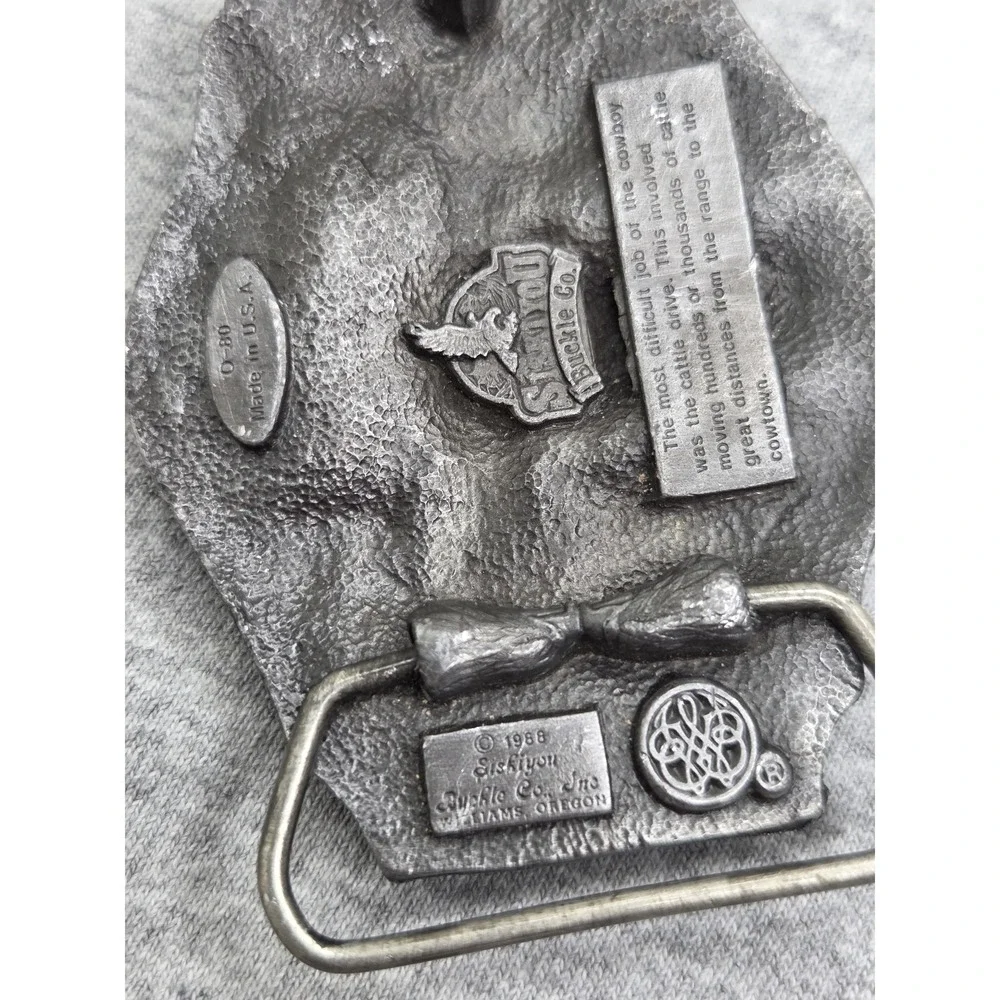 1988 Siskiyou Heavy Pewter Longhorn Steer Rodeo Belt Buckle USA